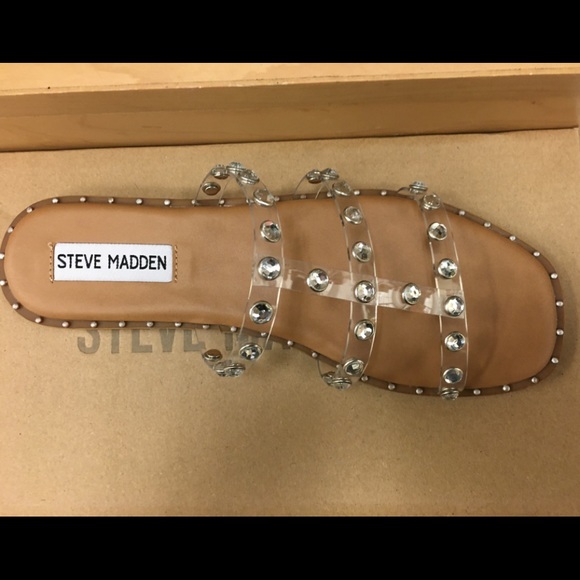 Beautiful Steve Maddens Silver Studded clear Flats - Picture 3 of 17